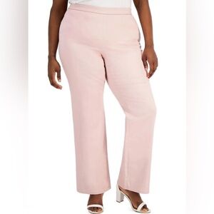 Anne Klein Plus Size 22W Pull On High Rise Flare Leg Pants Ballet Pink NWT